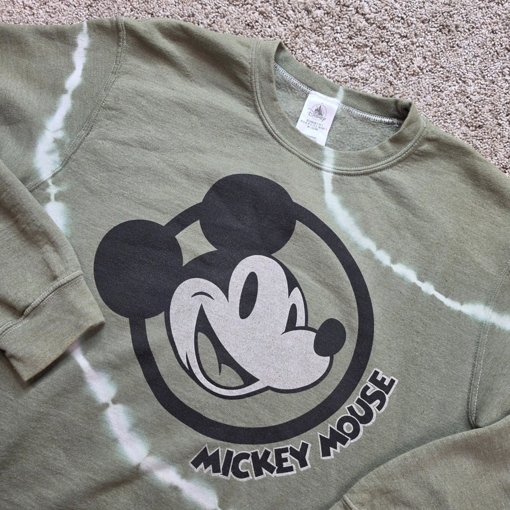 Disney Mickey Mouse Japan Sweatshirt Womens Small Green Tie Dye Athletic Casual